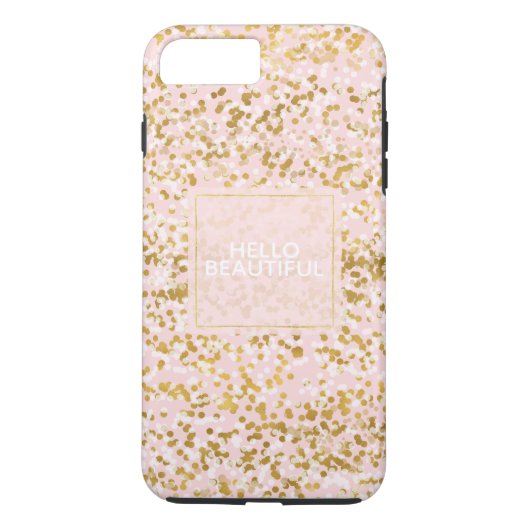 Gold Weiß Rosa Konfetti Case-Mate iPhone Hülle (Rückseite)