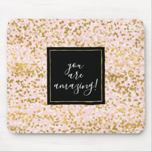 Gold Weiß Rosa Konfetti Mousepad