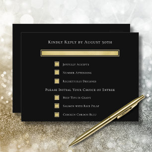 Gold Weiß Schwarz Hintergrund Menü Auswahl RSVP Ka Postkarte