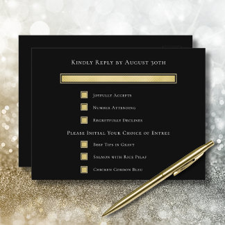 Gold Weiß Schwarz Hintergrund Menü Auswahl RSVP Ka Postkarte