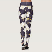 Gold, Weiß und lila Orchideenblüte modern Leggings (Rückseite)