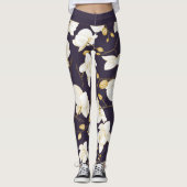 Gold, Weiß und lila Orchideenblüte modern Leggings (Vorderseite)
