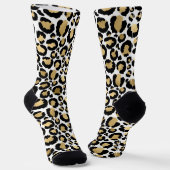 Gold, Weiß und Schwarz-Leopard Socken (Gewinkelt)