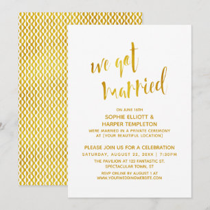 Gold & Weiß Wir haben geheiratet Typografie-Feier Einladung