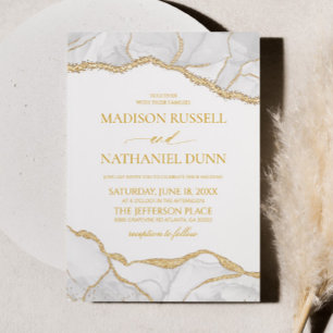 Gold Weiße Achat Elegante Hochzeit Einladung