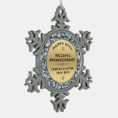 Gold & weiße Diamanten 50. Schneeflocken Zinn-Ornament (Links)