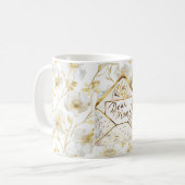 Gold Weiße Florale Mutter Kaffeetasse (Vorderseite Links)