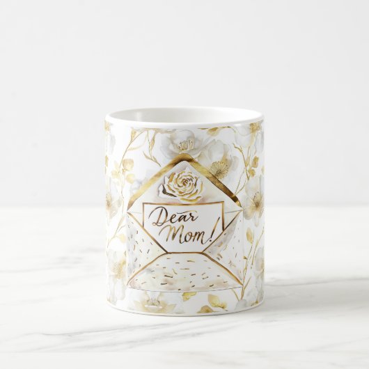 Gold Weiße Florale Mutter Kaffeetasse (Mittel)