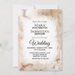 *~* Gold Weiße Marmor Künstlerische AR2 Hochzeit Einladung