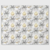 Gold Weiße Metallic Bows & Ornaments Urlaub Geschenkpapier (Flach)