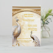 Gold Weiße Pfauenart Nylveau elegante real Folieneinladung (Stehend vorne)