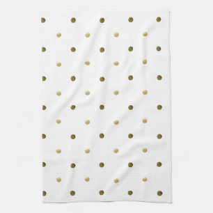 Gold Weiße Polka Punkte Goldene Punkte Elegantes D Geschirrtuch