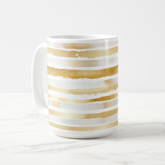 Gold Weiße Streifen Kaffeetasse (Vorderseite Links)
