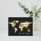gold-weiße Streifen & Weltkarte Postkarte (Stehend Vorderseite)