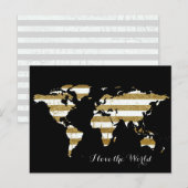 gold-weiße Streifen & Weltkarte Postkarte (Vorne/Hinten)