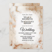 *~* Gold Weißer Marmor künstlerische AR2 Hochzeit Einladung (Vorne/Hinten)