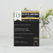 Gold-, weißer und Schwarzerchampagne 50. Einladung (Stehend Vorderseite)