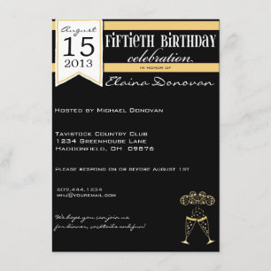 Gold-, weißer und Schwarzerchampagne 50. Einladung