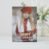 Gold Weißer Weihnachtsurlaub Neues Jahr | FOTO Einladung (Stehend Vorderseite)