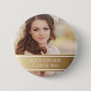 Gold Weißes Abschlussfoto Abschlussjahr Button