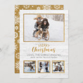 Gold Weißes rustikales Holz Foto Weihnachten (Vorne/Hinten)