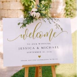Gold Welcome Wedding Sign Poster