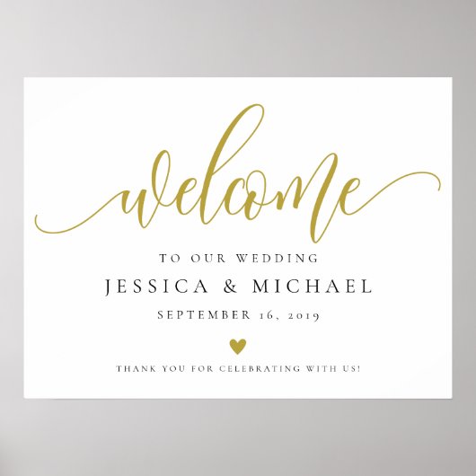 Gold Welcome Wedding Sign Poster (Vorne)