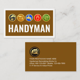 Gold Werkzeuge auf Handyman Service Visitenkarte