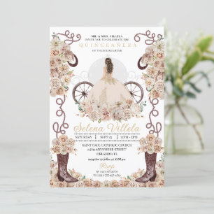 Gold Western Cinderella Carriage Quinceañera Einladung
