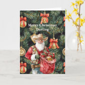 Gold Western Cowboy Santa Christmas Karte (Gelbe Blume)