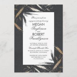 Gold Wheat Rustic Modern Fall Engagement Party Einladung