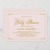 Gold Whimsical Borders Baby Shower Einladung (Vorne/Hinten)