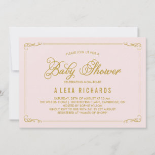 Gold Whimsical Borders Baby Shower Einladung