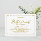 Gold Whimsical Borders Bridal Brunch Einladung (Stehend Vorderseite)