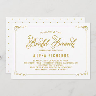 Gold Whimsical Borders Bridal Brunch Einladung