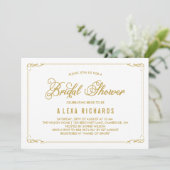 Gold Whimsical Borders Bridal Dusche Einladung (Stehend Vorderseite)