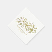 Gold Whimsical Floral Script Abschluss Serviette (Ecke)