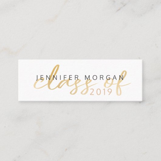 Gold Whimsical Script Abschluss Name Card Mini Visitenkarte (Vorderseite)