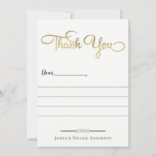 Gold Whimsical Script Full Foto Modern Vielen Dank Dankeskarte