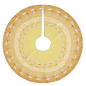 Gold Whimsisches Weihnachtsfest Prancing Hirsch un Polyester Weihnachtsbaumdecke (Vorderseite)