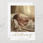 Gold Whimsy Script Gender Neutral Christening Einladung (Vorne/Hinten)
