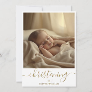 Gold Whimsy Script Gender Neutral Christening Einladung