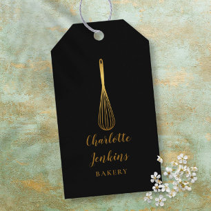 Gold Whisk Bäckerei Konditorei Gold Schwarz Geschenkanhänger