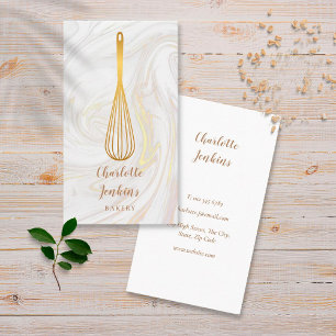 Gold Whisk Bäckerei Konditorei Marmorschwünge Visitenkarte