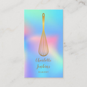 Gold Whisk Bäckerei Konditorei Regenbogen Holograf Visitenkarte
