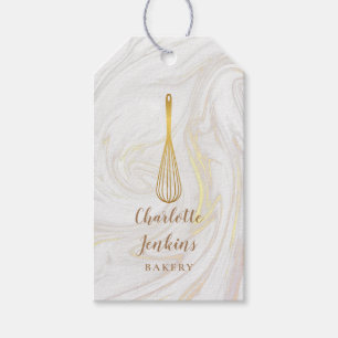 Gold Whisk Bäckerei Patisserie Marmorschleifen Geschenkanhänger