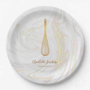 Gold Whisk Bäckerei Patisserie Marmorwirbel Pappteller