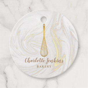 Gold Whisk Bakery Patisserie Marmor Wirbel Tag Geschenkanhänger