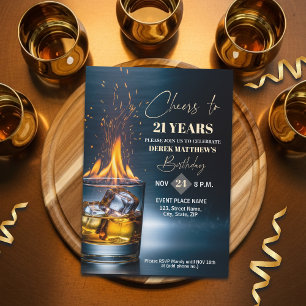 Gold Whiskey Thema Erwachsene Männer 21. Geburtsta Einladung