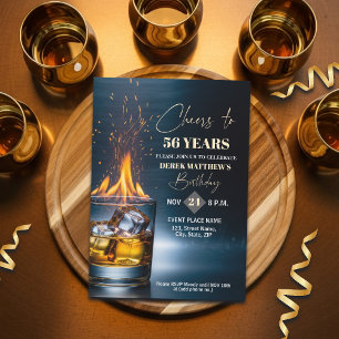 Gold Whiskey Thema Männer 56. Geburtstagsfeier Einladung